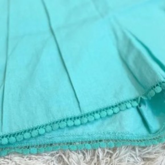 BeBop - Pleated Shorts w/ Pom Fringe + Elastic Back | Seafoam Blue | Large - Picture 7 of 14